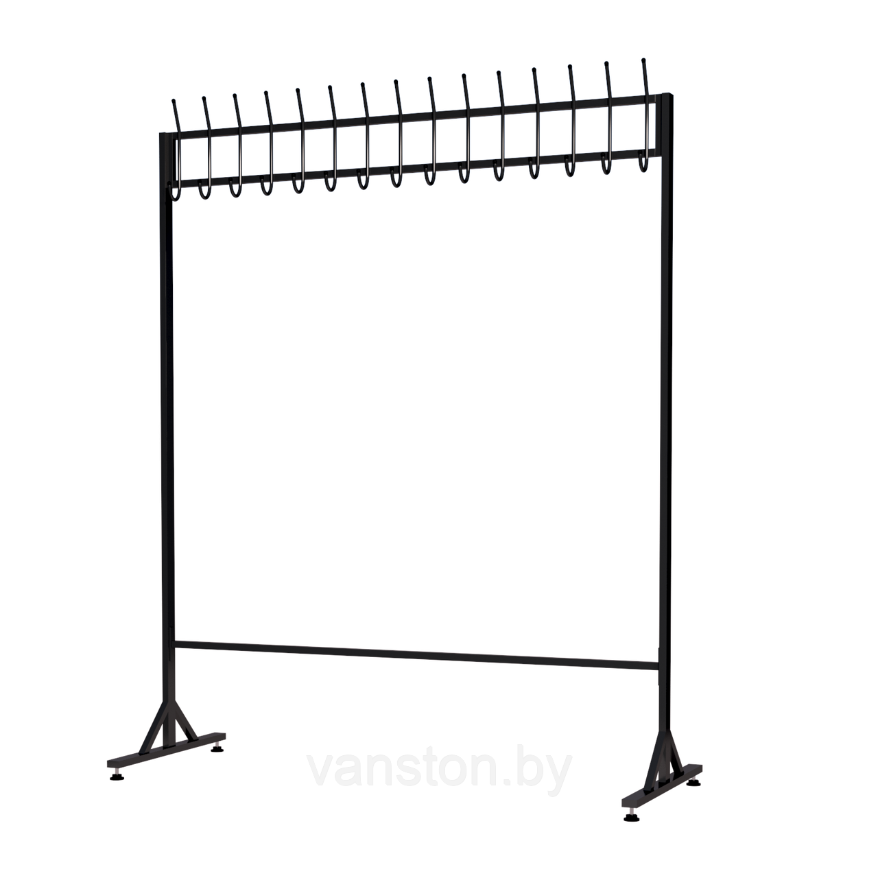 Вешалка напольная на 15 крючков, пристенная, 1 уровень