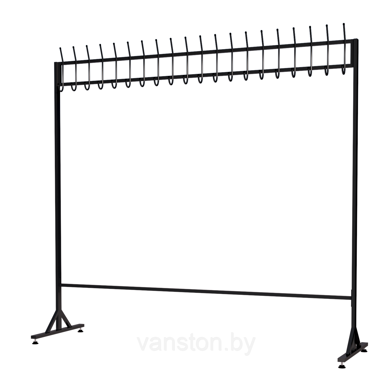 Вешалка напольная на 20 крючков, пристенная, 1 уровень