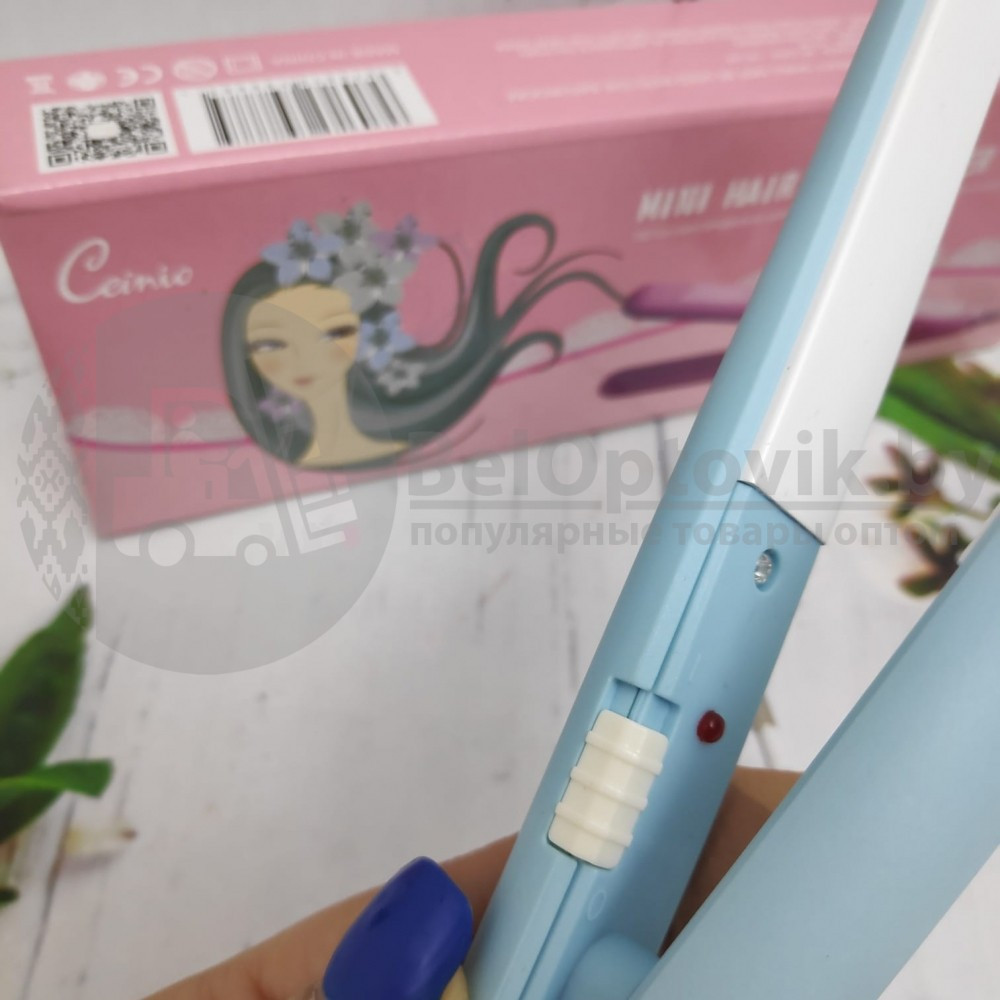 Утюжок плойка для выпрямления волос с керамическим покрытием CEINO Mini Hair Straightener SN - 888 Голубой - фото 5 - id-p136984847