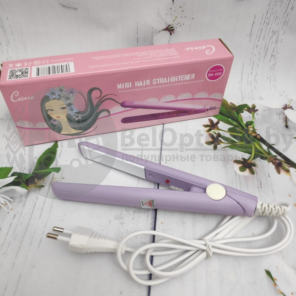 Утюжок плойка для выпрямления волос с керамическим покрытием CEINO Mini Hair Straightener SN - 888 Лавандовый - фото 6 - id-p93848909