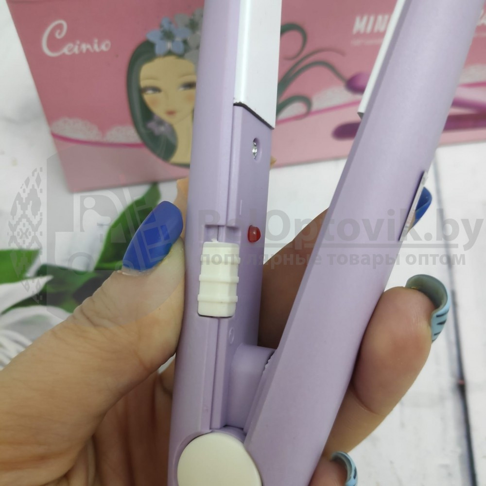 Утюжок плойка для выпрямления волос с керамическим покрытием CEINO Mini Hair Straightener SN - 888 Лавандовый - фото 7 - id-p93848909