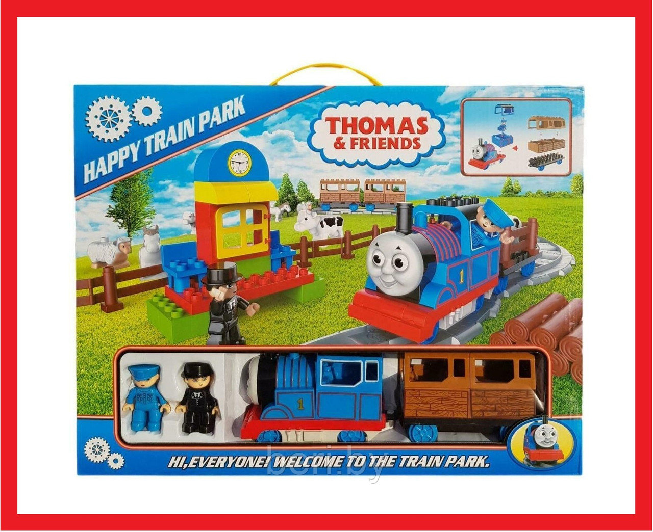 539 Детская железная дорога "Паровозик Томас", музыка, свет, 2 фигурки, паровозик детский - фото 1 - id-p137044473