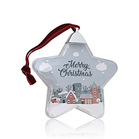 Елочный шар-шкатулка под полиграфическую вставку в виде ЗВЕЗДА 90х90мм