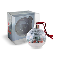 Шар елочный пластик прозрачный под вставку d70мм в КОРОБКЕ