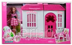 JND-1226 Домик для кукол Барби с куклой, A-toys, игровой кукольный домик, кукла шарнирная, фигурка