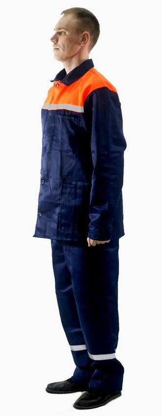 Костюм усиленный «Стандарт-2» (куртка+п/комб), т.синий + оранжевый - фото 2 - id-p137077129