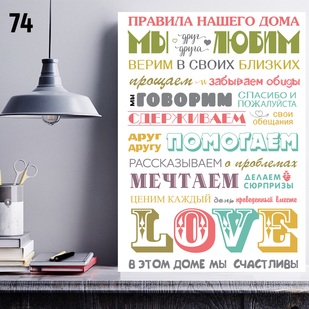 Постер (плакат), картина Правила дома, интерьерный постер - фото 1 - id-p137085176