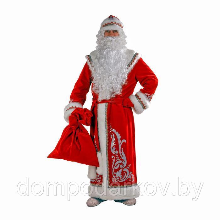 Карнавальный костюм «Дед Мороз», шуба с аппликацией, цвет красный, р. 52-56, рост 188 см - фото 1 - id-p137087504