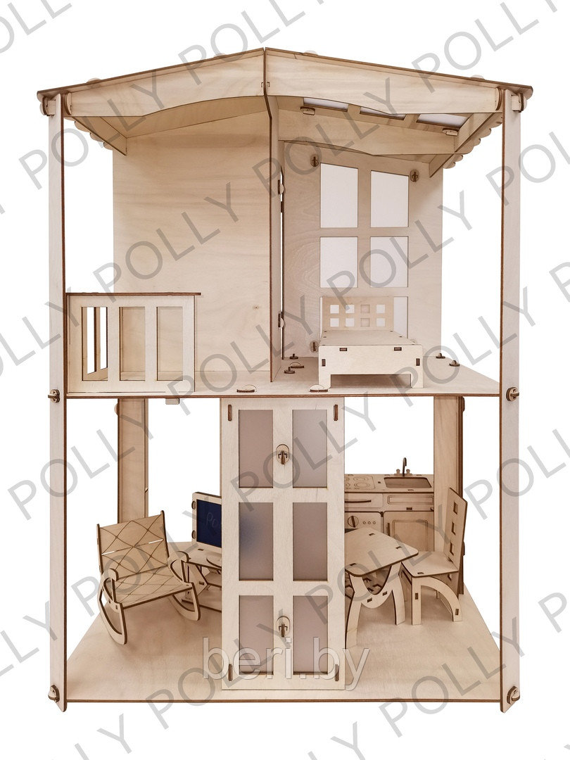 201 Конструктор ТМ "Polly" «Кукольный домик «Фантазия» с мебелью, натуральное дерево, куклы до 30 см - фото 6 - id-p137142565