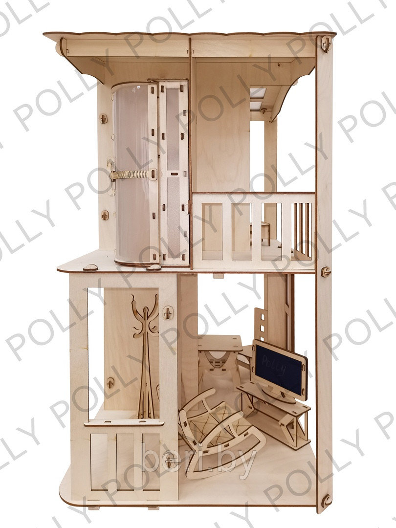 201 Конструктор ТМ "Polly" «Кукольный домик «Фантазия» с мебелью, натуральное дерево, куклы до 30 см - фото 3 - id-p137142565