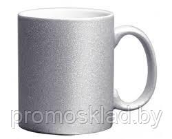 Кружка для сублимации 330 мл, серебро, глиттер