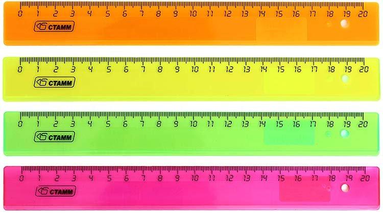 Линейка пластиковая «Стамм» 20 см, прозрачная цветная, ассорти (цена за 1 шт.) - фото 1 - id-p137160523
