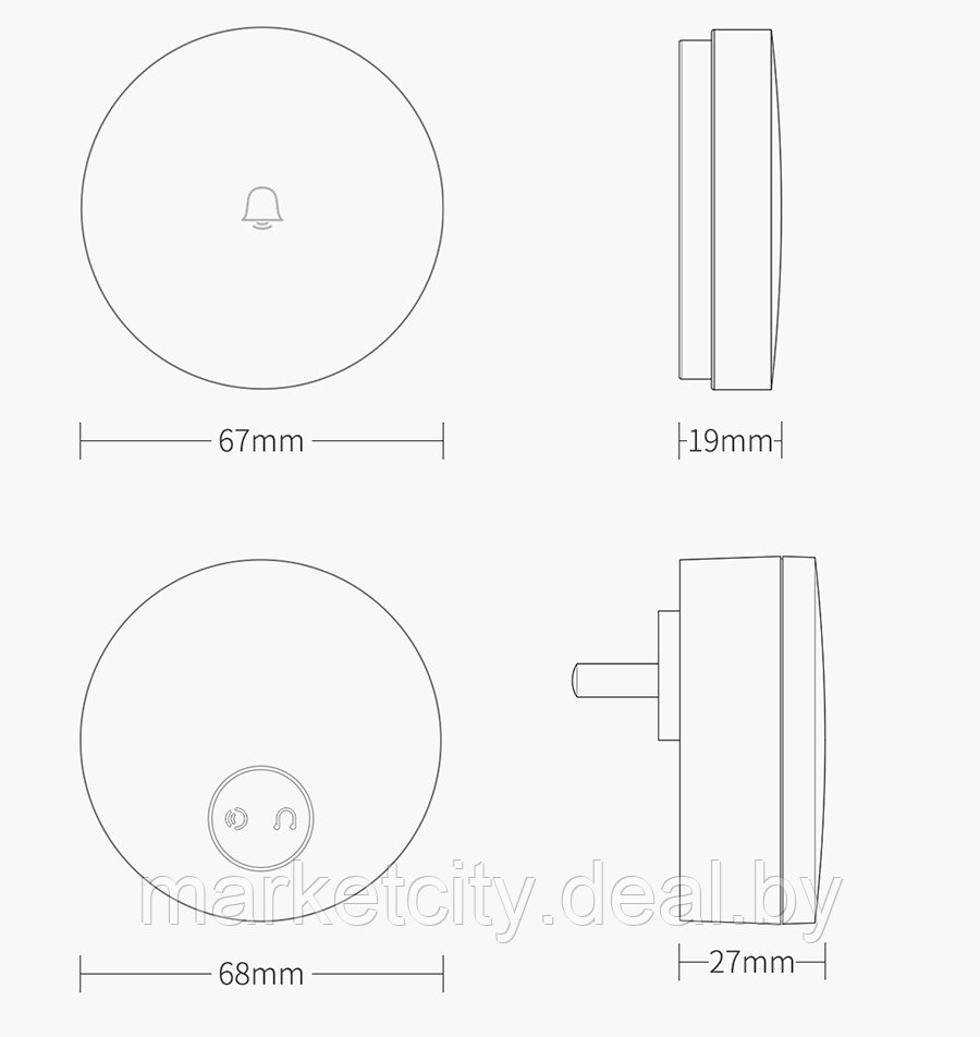 Беспроводной дверной звонок Xiaomi Linptech Self-powered Wireless Doorbell - фото 3 - id-p137165054