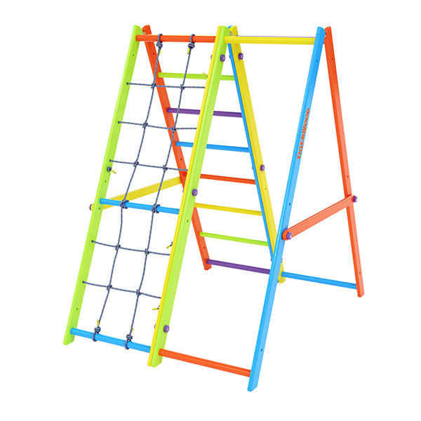 Комплекс Tigerwood Ecopark: лестница с гладиаторской сеткой + гимнастический модуль (яркий цветной)