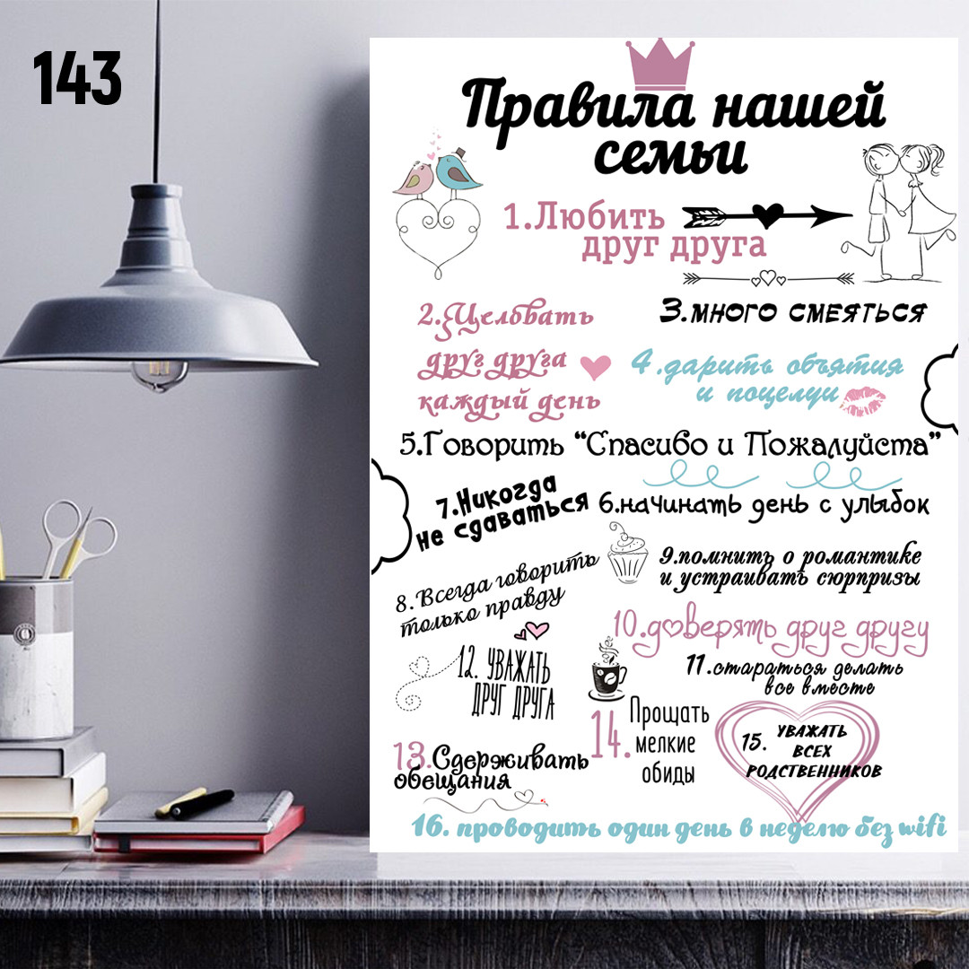 Постер (плакат), картина Правила дома, интерьерный постер - фото 1 - id-p137199752