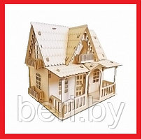 ДК-3 Конструктор деревянный 136 деталей, Polly Eco дом, Country House, сборка без клея, для кукол до 12 см,