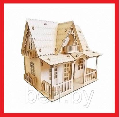 Конструктор деревянный, Polly, Country House, с мебелью, сборка без клея, для кукол до 15 см, 273 детали