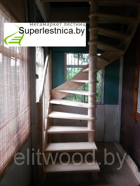 Деревянные лестницы для дачи К-005м - фото 6 - id-p29625555