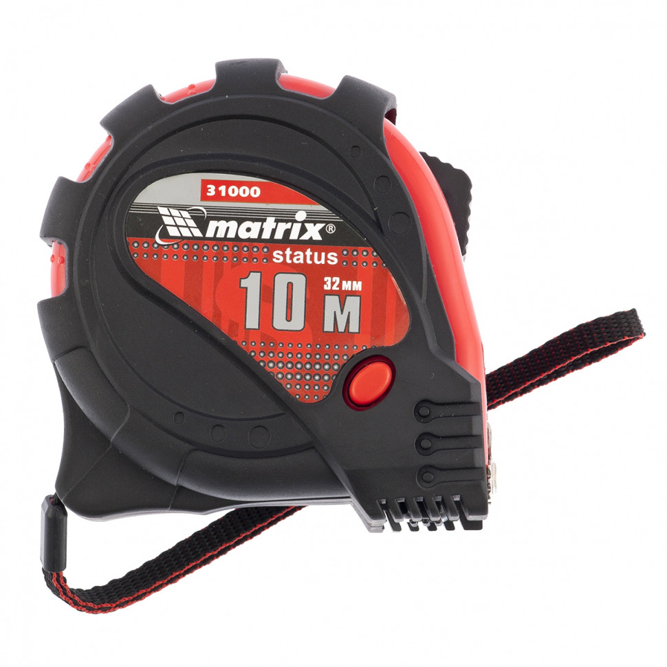 Рулетка Status magnet 3 fixations, 10 м х 32 мм, обрезиненный корпус, зацеп с магнитом// MATRIX 31000