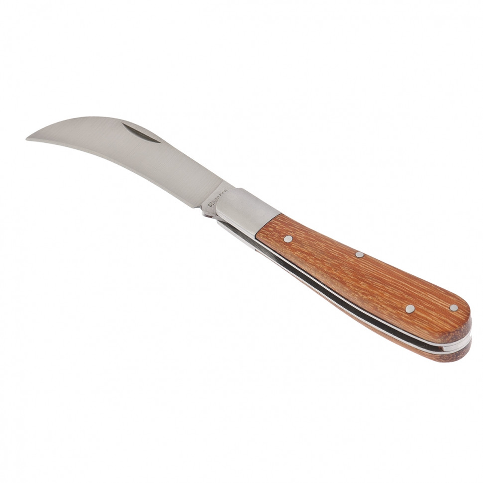 Нож садовый, 170 мм, складной, изогнутое лезвие, деревянная рукоятка// PALISAD 79001 - фото 2 - id-p67409476