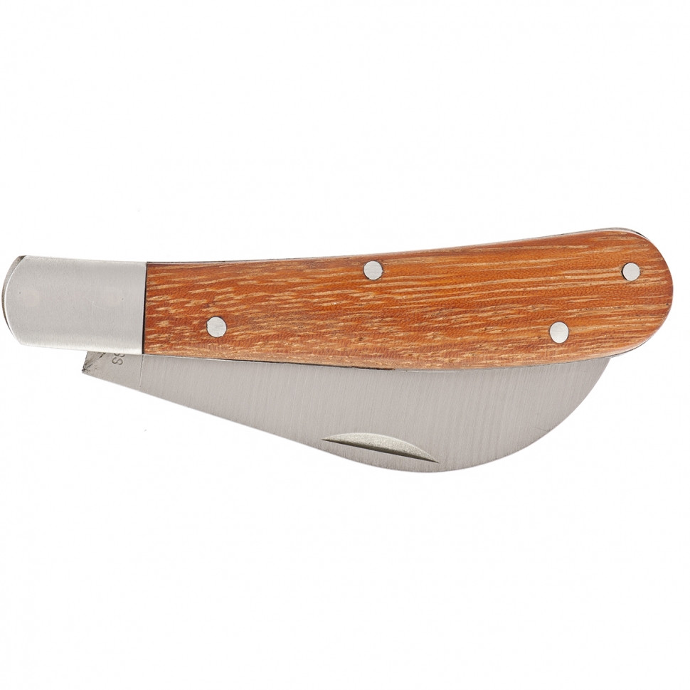 Нож садовый, 170 мм, складной, изогнутое лезвие, деревянная рукоятка// PALISAD 79001 - фото 3 - id-p67409476