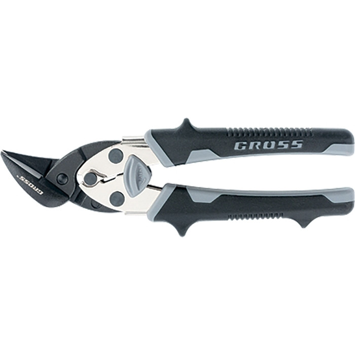 Ножницы по металлу"PIRANHA",185мм,прямой и левый рез,сталь-СrM,двухкомпонентные рукоятки//GROSS 78359