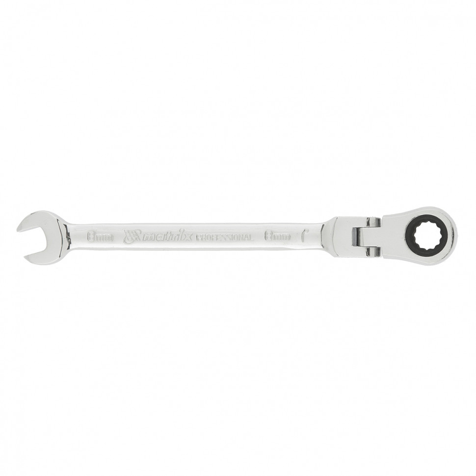 Ключ комбинированный трещоточный, 8мм, CrV, шарнирный, зерк.хром MATRIX PROFESSIONAL 14860 - фото 1 - id-p73254119