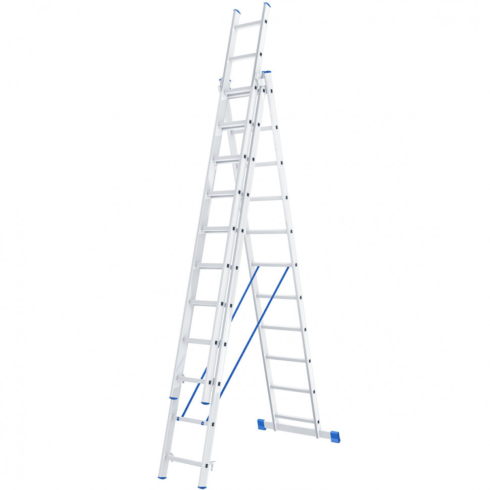 Лестница, 3 х 11 ступеней, алюминиевая, трехсекционная СИБРТЕХ Pоссия 97821