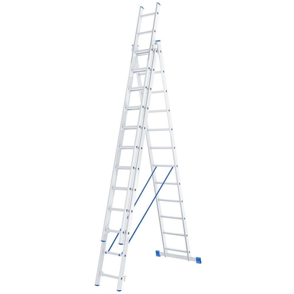 Лестница, 3 х 12 ступеней, алюминиевая, трехсекционная СИБРТЕХ Pоссия 97822