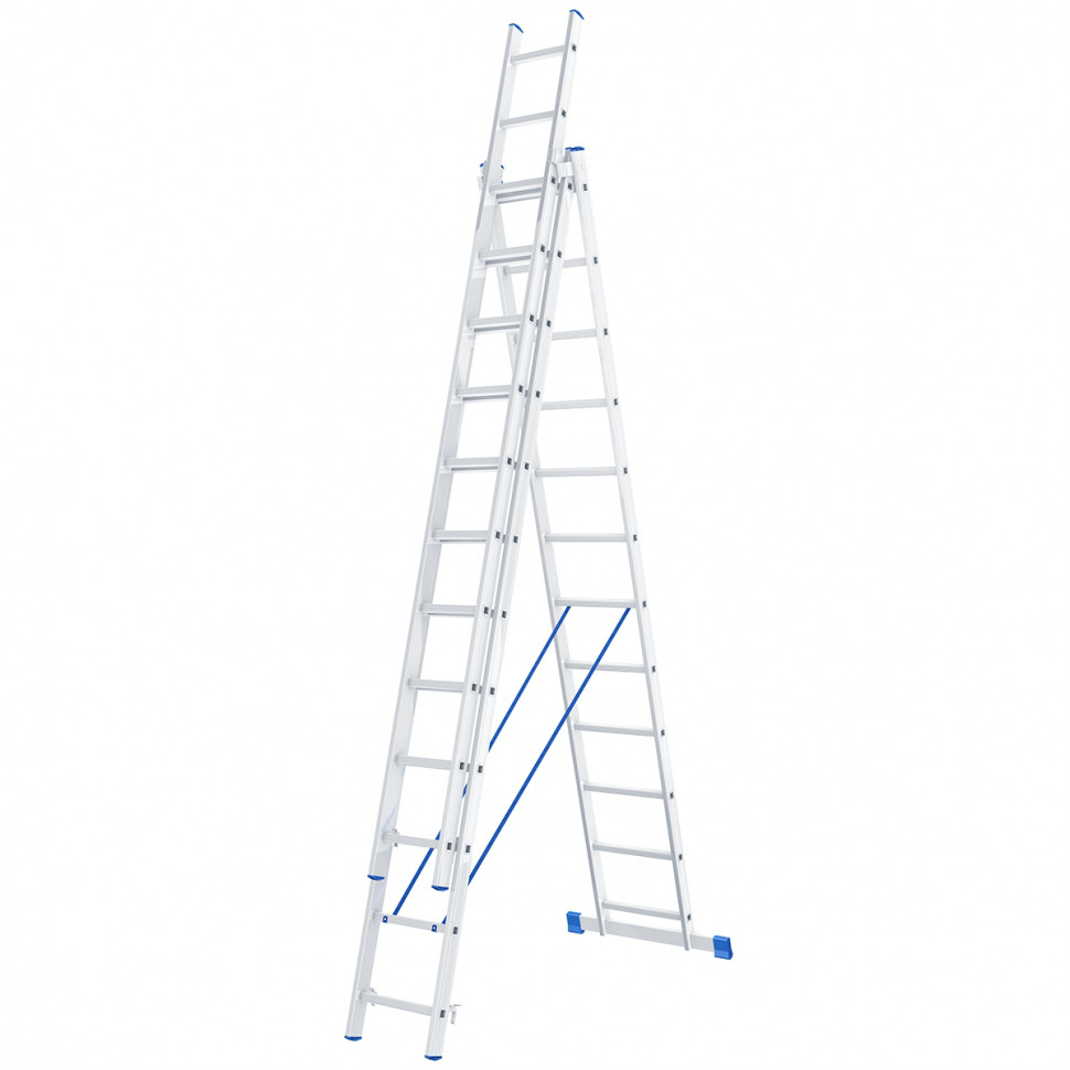 Лестница, 3 х 12 ступеней, алюминиевая, трехсекционная СИБРТЕХ Pоссия 97822 - фото 1 - id-p73254955