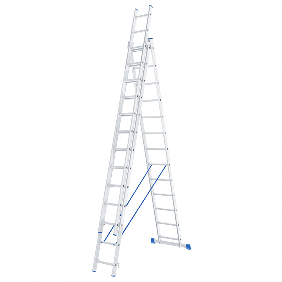 Лестница, 3 х 13 ступеней, алюминиевая, трехсекционная СИБРТЕХ Pоссия 97823 - фото 1 - id-p73254956
