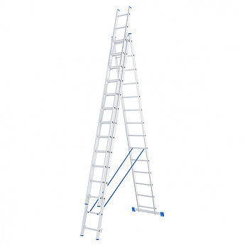 Лестница, 3 х 14 ступеней, алюминиевая, трехсекционная СИБРТЕХ Pоссия 97824