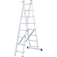 Лестница, 2 х 8 ступеней, алюминиевая, двухсекционная СИБРТЕХ Pоссия 97908
