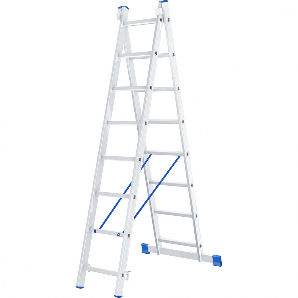Лестница, 2 х 8 ступеней, алюминиевая, двухсекционная СИБРТЕХ Pоссия 97908 - фото 1 - id-p73254974