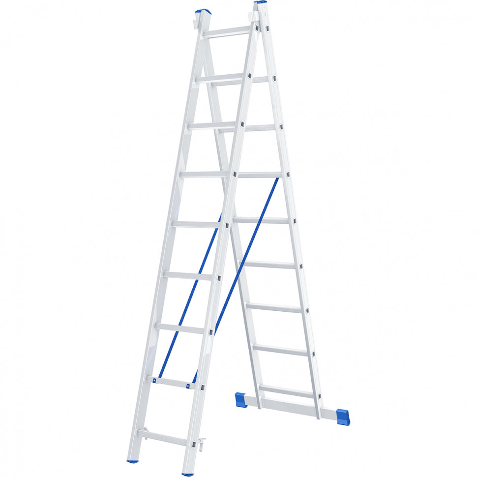 Лестница, 2 х 9 ступеней, алюминиевая, двухсекционная СИБРТЕХ Pоссия 97909 - фото 1 - id-p73254975