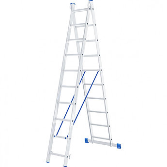 Лестница, 2 х 10 ступеней, алюминиевая, двухсекционная СИБРТЕХ Pоссия 97910