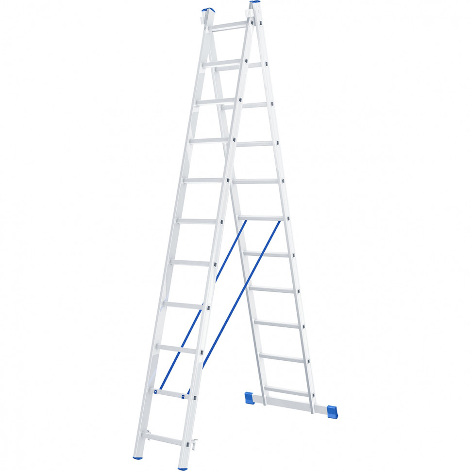 Лестница, 2 х 11 ступеней, алюминиевая, двухсекционная СИБРТЕХ Pоссия 97911