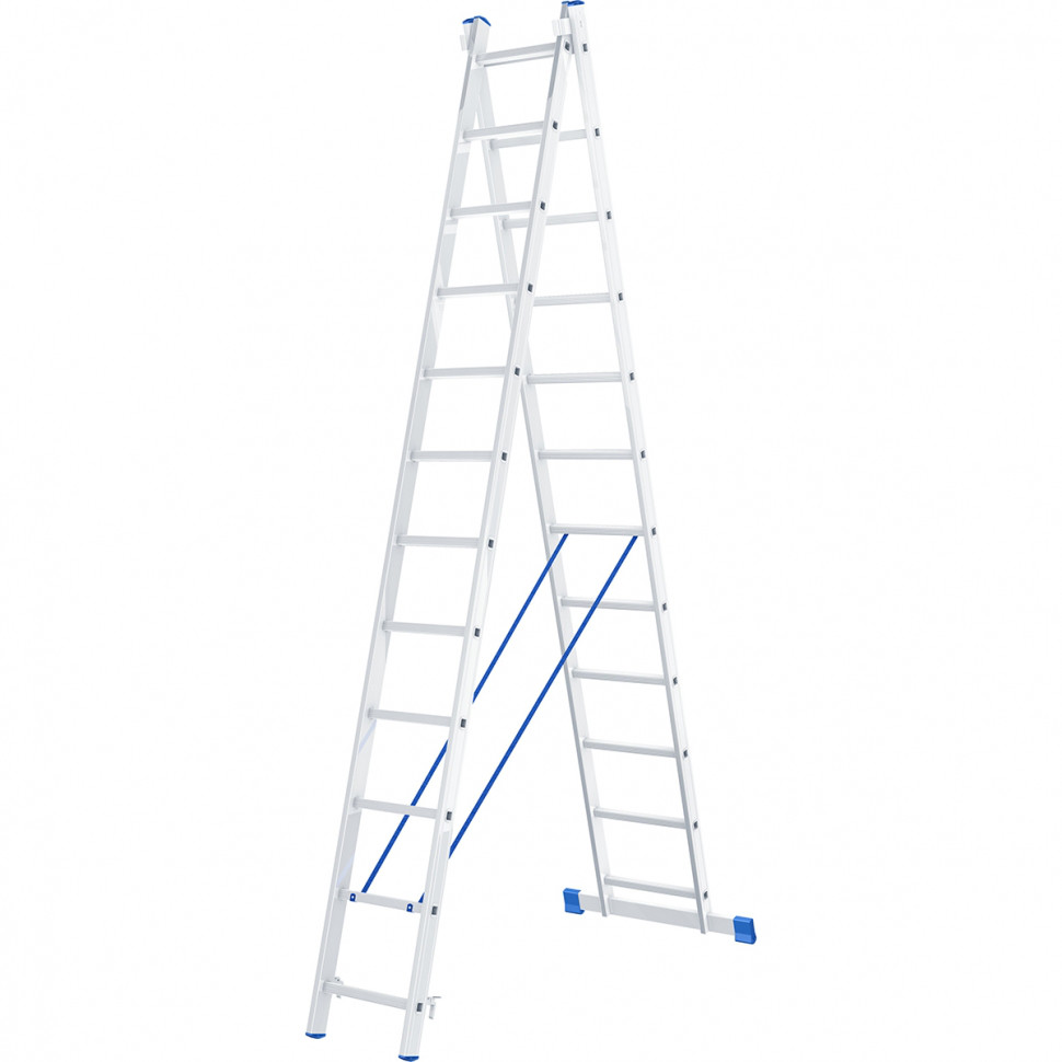 Лестница, 2 х 12 ступеней, алюминиевая, двухсекционная СИБРТЕХ Pоссия 97912