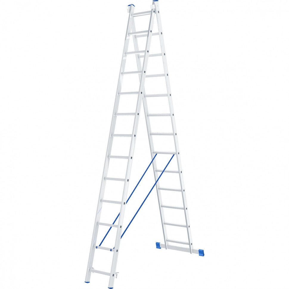 Лестница, 2 х 13 ступеней, алюминиевая, двухсекционная СИБРТЕХ Pоссия 97913 - фото 1 - id-p73254979