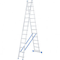 Лестница, 2 х 14 ступеней, алюминиевая, двухсекционная СИБРТЕХ Pоссия 97914