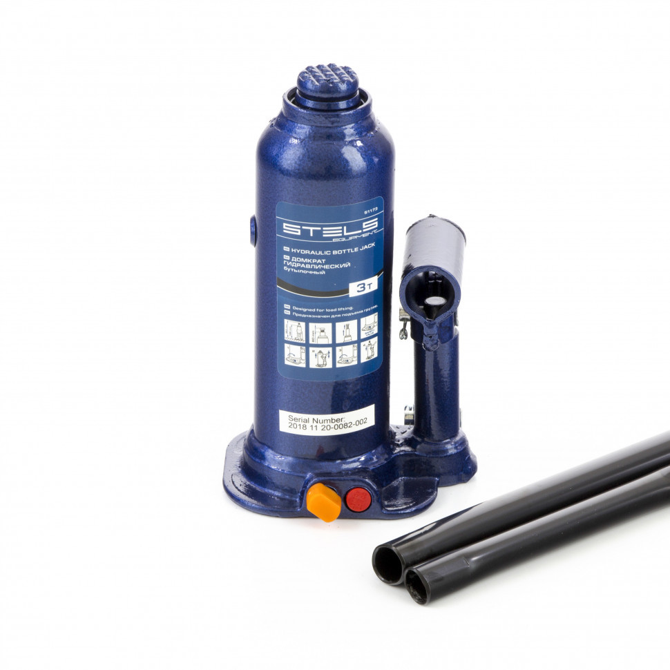 Домкрат гидравлический бутылочный, 4 т, h подъема 188-363 мм, в пластиковом кейсе Stels51174
