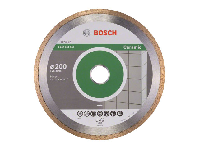 Алмазный круг 200х25.4 мм по керамике сплошн. STANDARD FOR CERAMIC BOSCH ( сухая/мокрая резка) - фото 1 - id-p111184663