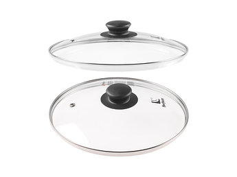 Крышка стеклянная, 220 мм, с металлическим ободом, круглая, PERFECTO LINEA (Стеклянная крышка на сковороду