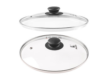 Крышка стеклянная, 240 мм, с металлическим ободом, круглая, PERFECTO LINEA (Стеклянная крышка на сковороду