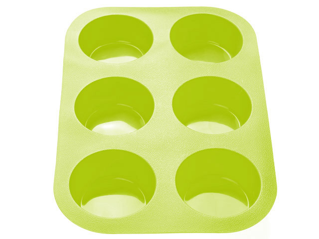 Форма для выпечки, силиконовая, прямоугольная на 6 кексов, 26 х 17.5 х 3 см, зеленая, PERFECTO LINEA - фото 1 - id-p111589158