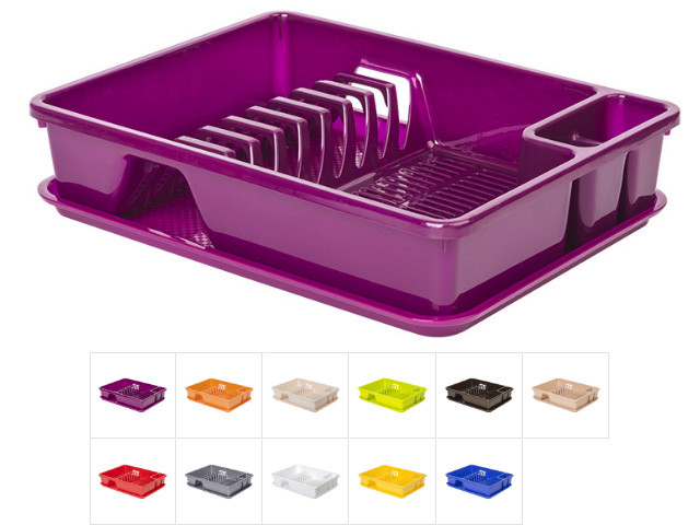Сушилка для посуды с поддоном 30х40 см, DRINA (цвета в ассортименте) - фото 1 - id-p111592644