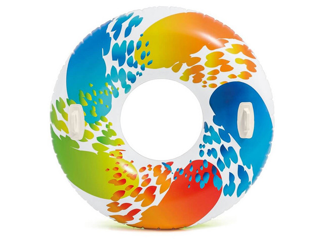 Надувной круг для плавания с ручками Rainbow Ombre, 122 см, INTEX (от 9 лет) - фото 1 - id-p111603592