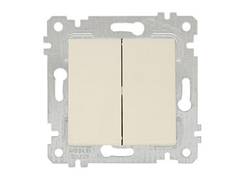 Выключатель 2-клав. (скрытый, без рамки, винт. зажим) кремовый, RITA, MUTLUSAN (10 A, 250 V, IP 20)