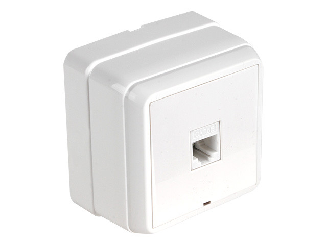 Розетка компьютерная 1хRJ45 (Cat5e, открытая) белая, BRON, MUTLUSAN (16 A, 250 V, IP 20)