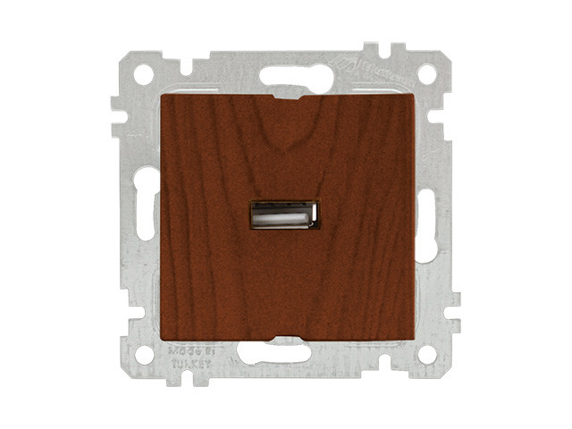 Розетка 1-ая USB (скрытая, без рамки) орех, RITA, MUTLUSAN (USB-зарядка, 5V-2.1A) - фото 1 - id-p116794132